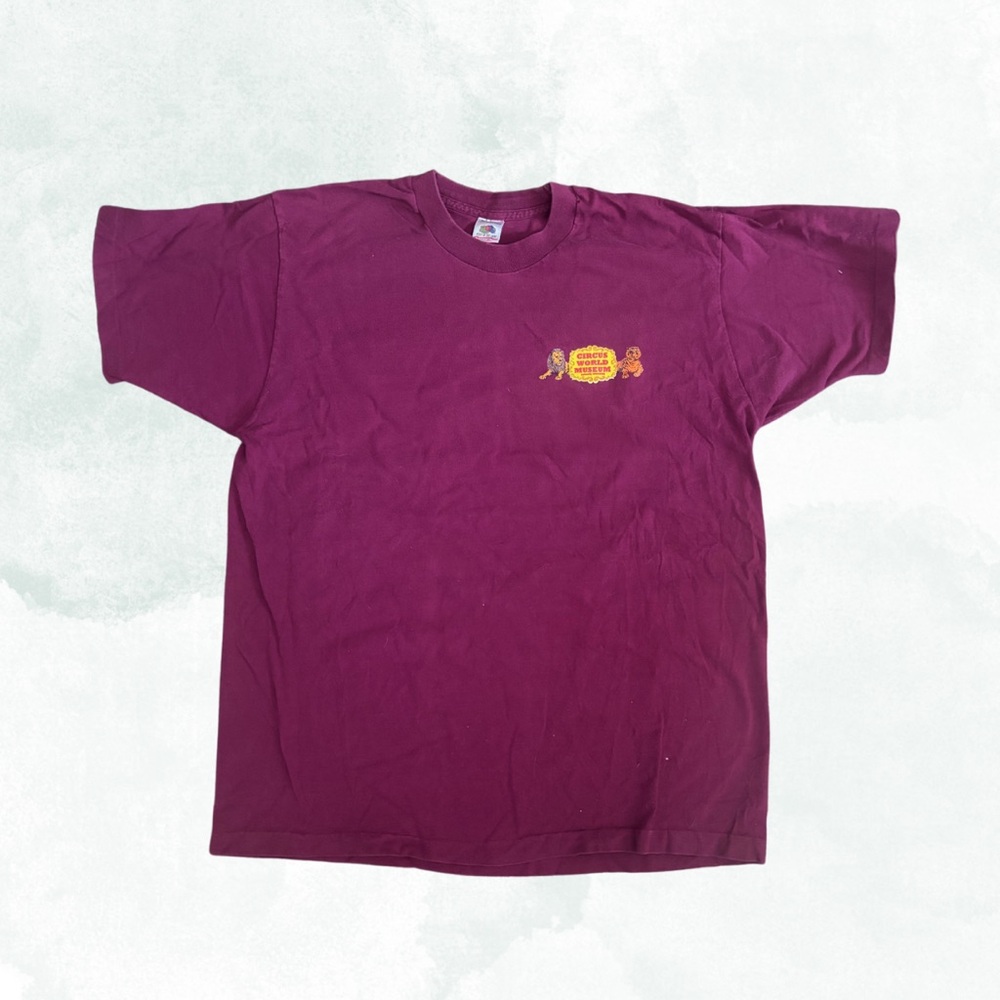 Vintage maroon world circus museum shirt, size XL